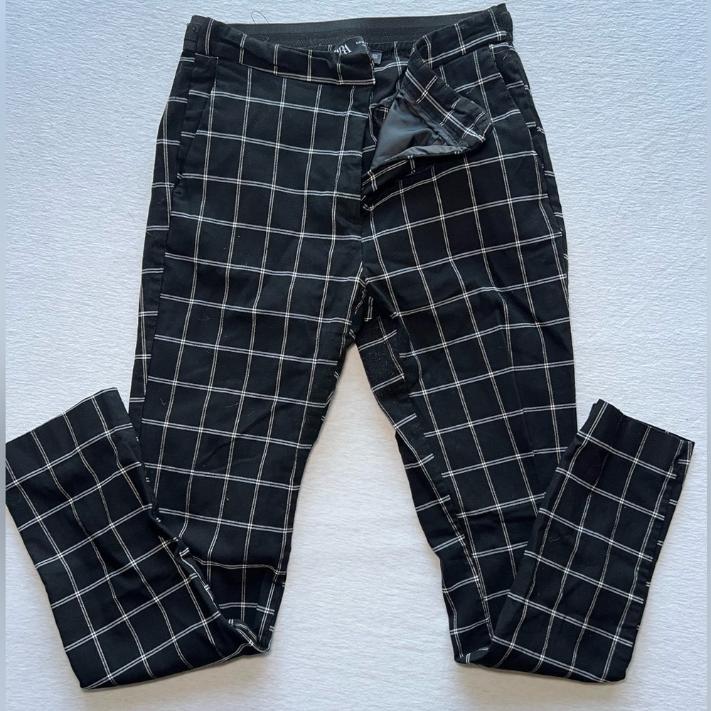 Zara Black Plaid Pants